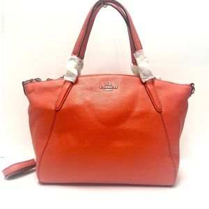 Coach Pebble Leather Small Kelsey Satchel - Bright Orange